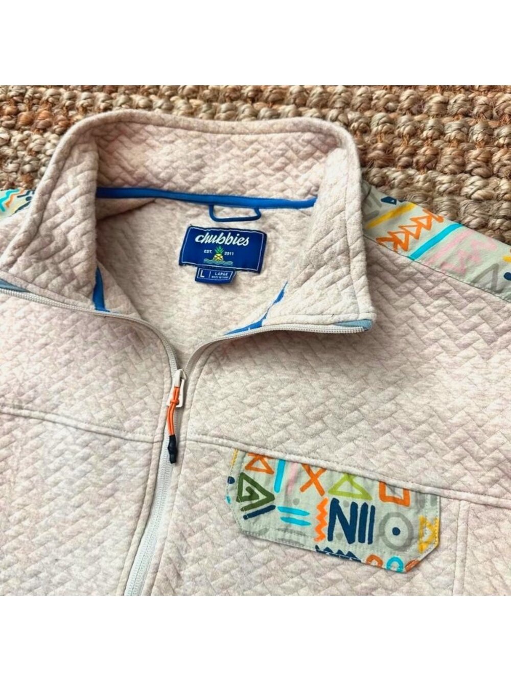 Chubbies The Sandstorm Quilted Full Zip Jacket Size Large Mens